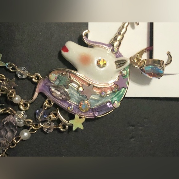 Betsey johnson unicorn tassel dangling gemstone chandelier earrings new‎ - Picture 13 of 15